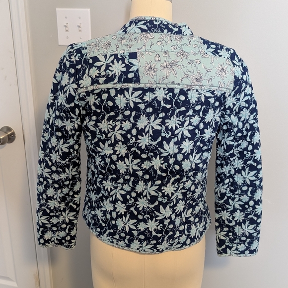 Leifsdottir Anthropologie Blue Quilted Blazer Size 6 - Picture 4 of 9